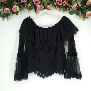 Revolve Alexis Laurena Off the Shoulder Black Top Size Medium NWT